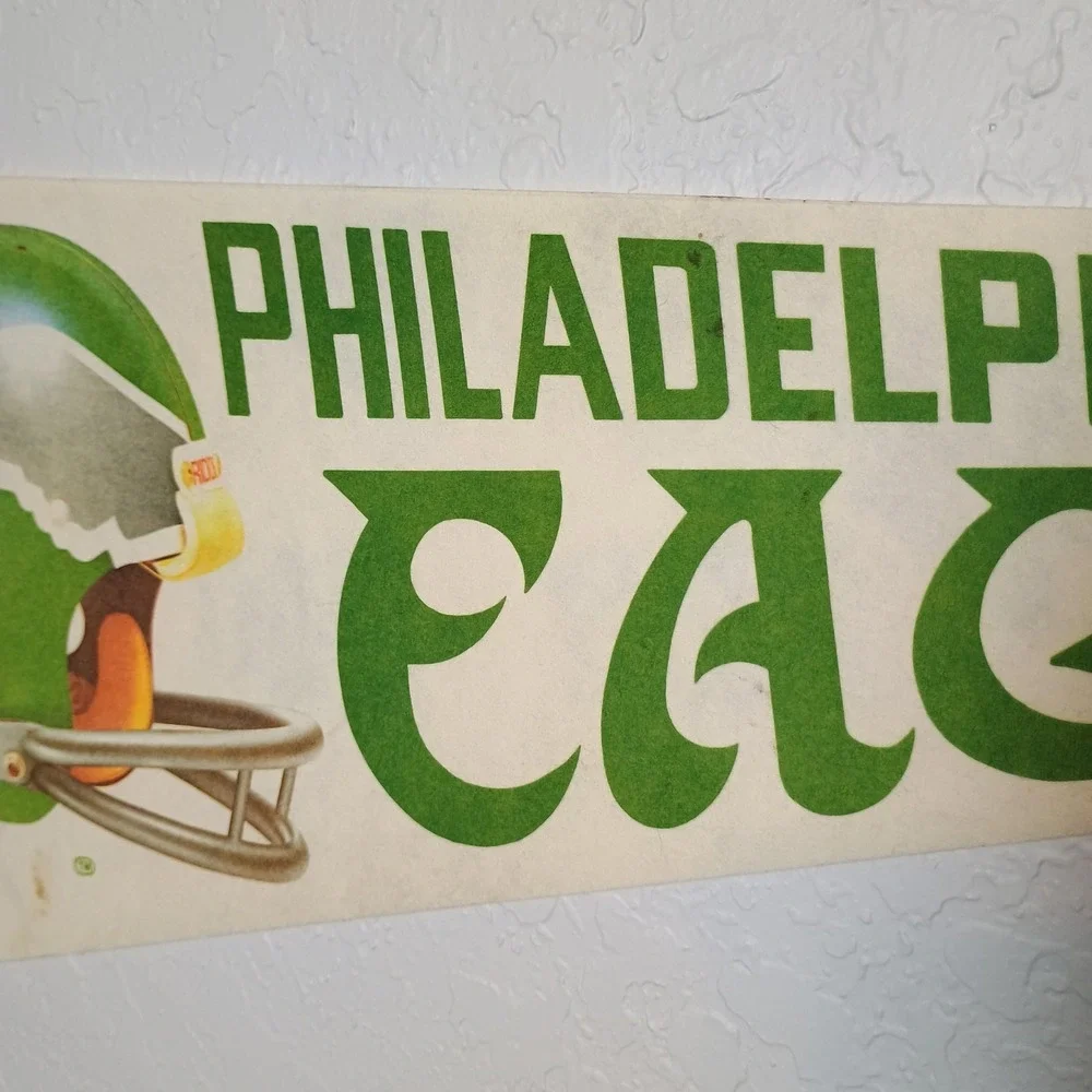 Vintage Philadelphia Eagles Pennant NFL Football Felt Flag 1970s Green Helmet